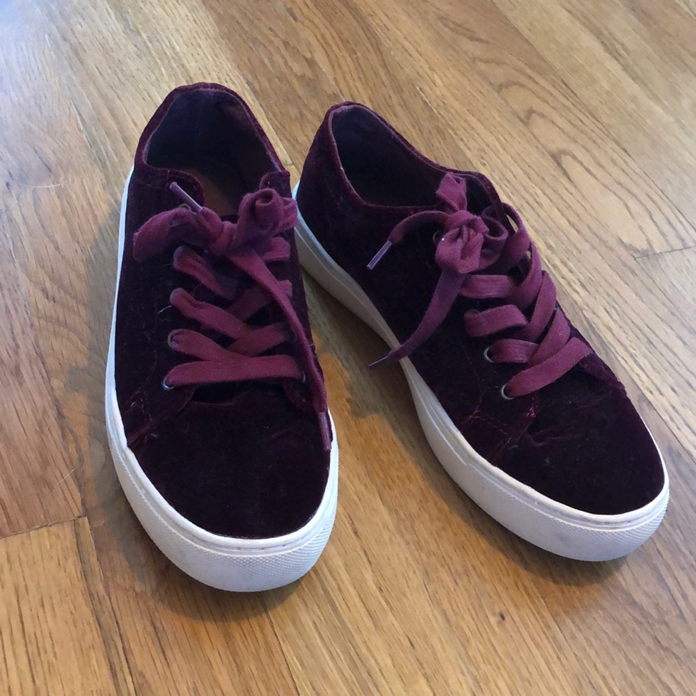 Zara Burgundy Velvet Sneakers